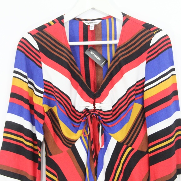 Express Striped Top NEW Women Babydoll Shirt Y2K Style Small - Picture 5 of 9